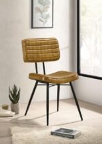 MISTY LEATHER UPHOLSTERED DINING SIDE CHAIR CAMEL (SET OF 2) - Image 3