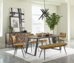 MISTY LEATHER UPHOLSTERED DINING BENCH ANTIQUE CAMEL - Image 7