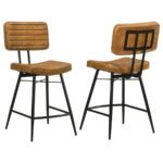 PARTRIDGE LEATHER COUNTER CHAIR ANTIQUE CAMEL (SET OF 2)