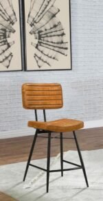 PARTRIDGE LEATHER COUNTER CHAIR ANTIQUE CAMEL (SET OF 2) - Image 2