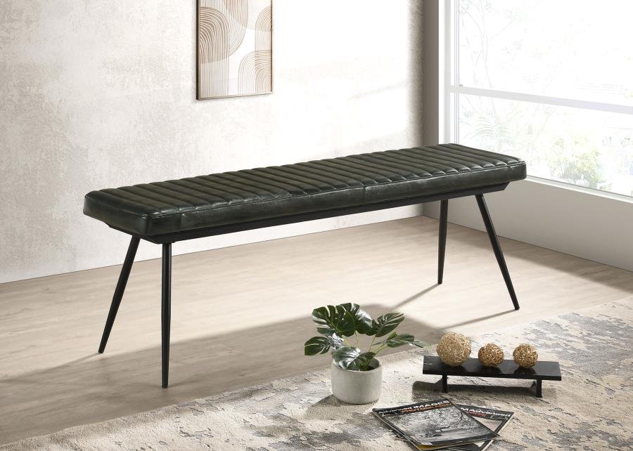 110653_01x900.jpg MISTY LEATHER UPHOLSTERED DINING BENCH ANTIQUE ESPRESSO - Image 1