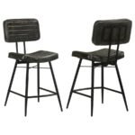 PARTRIDGE LEATHER COUNTER CHAIR ANTIQUE ESPRESSO (SET OF 2)