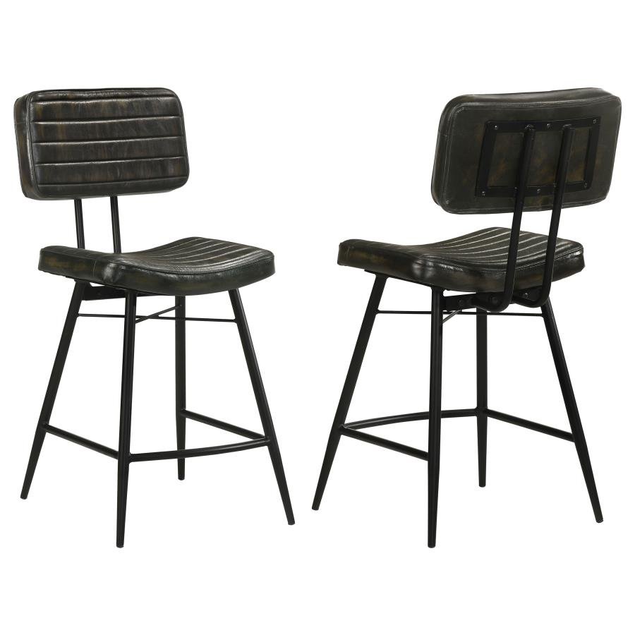 110659_001x900.jpg PARTRIDGE LEATHER COUNTER CHAIR ANTIQUE ESPRESSO (SET OF 2) - Image 1