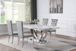 KERWIN 5-PIECE RECTANGULAR DINING TABLE SET GREY AND CHROME