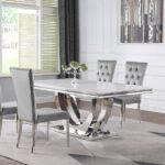 KERWIN 5-PIECE RECTANGULAR DINING TABLE SET GREY AND CHROME