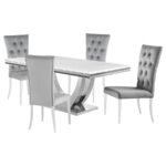 KERWIN 5-PIECE RECTANGULAR DINING TABLE SET GREY AND CHROME - Image 2