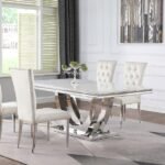 KERWIN 5-PIECE RECTANGULAR DINING TABLE SET WHITE AND CHROME