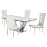 KERWIN 5-PIECE RECTANGULAR DINING TABLE SET WHITE AND CHROME - Image 2