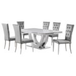 KERWIN 7-PIECE RECTANGULAR DINING TABLE SET GREY AND CHROME - Image 2