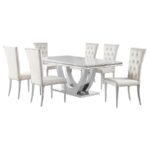 KERWIN 7-PIECE RECTANGULAR DINING TABLE SET WHITE AND CHROME - Image 2