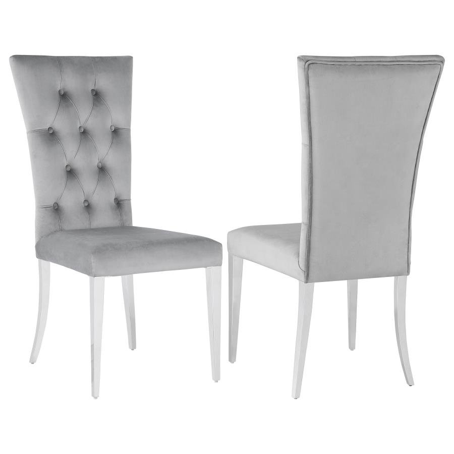 111103_001x900.jpg KERWIN VELVET UPHOLSTERED DINING SIDE CHAIR GREY (SET OF 2) - Image 1