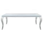CARONE 5-PIECE 81-INCH RECTANGULAR WHITE GLASS DINING SET GREY - Image 4