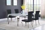 CARONE 5-PIECE 81-INCH RECTANGULAR WHITE GLASS DINING SET BLACK