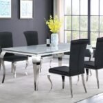 CARONE 5-PIECE 81-INCH RECTANGULAR WHITE GLASS DINING SET BLACK