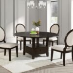 TWYLA 5-PIECE 60-INCH ROUND WOOD DINING TABLE SET DARK COCOA