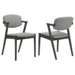 STEVIE PADDED WOOD DINING ARM CHAIR BLACK (SET OF 2)