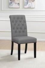 ALANA FABRIC UPHOLSTERED DINING SIDE CHAIR GREY (SET OF 2) - Image 2