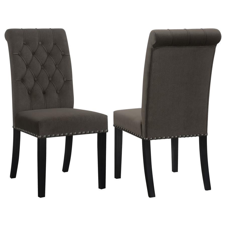 115172_001x900.jpg ALANA VELVET UPHOLSTERED DINING SIDE CHAIR BROWN (SET OF 2) - Image 1