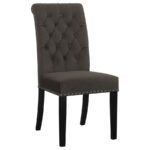 ALANA VELVET UPHOLSTERED DINING SIDE CHAIR BROWN (SET OF 2) - Image 3