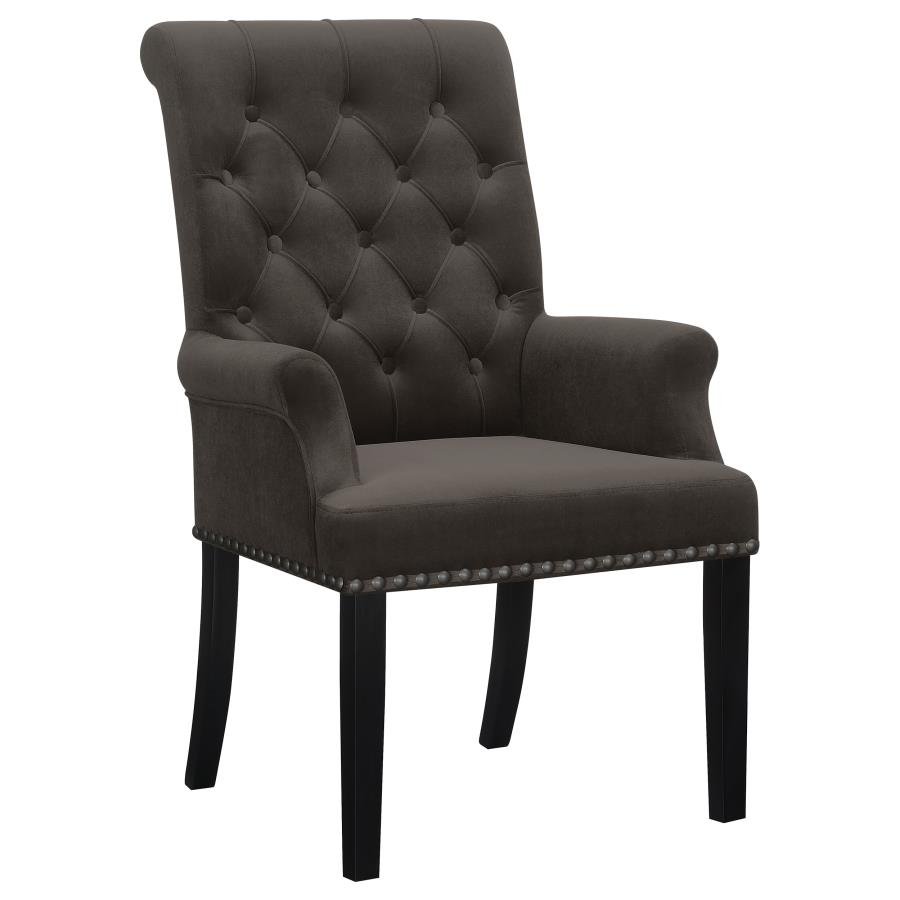 115173_02x900.jpg ALANA VELVET UPHOLSTERED DINING ARM CHAIR BROWN - Image 1