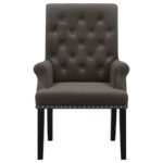 ALANA VELVET UPHOLSTERED DINING ARM CHAIR BROWN - Image 3