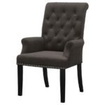 ALANA VELVET UPHOLSTERED DINING ARM CHAIR BROWN - Image 4