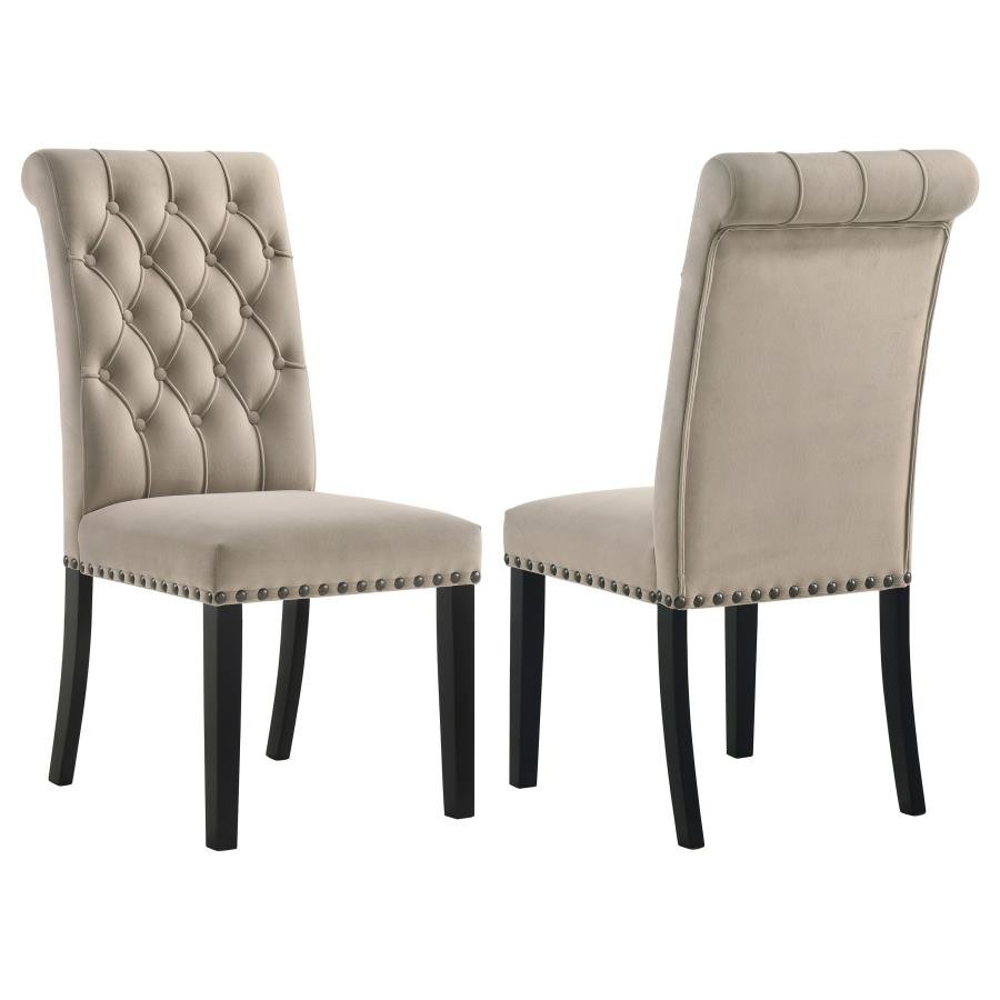 115182_001x900.jpg ALANA VELVET UPHOLSTERED DINING SIDE CHAIR SAND (SET OF 2) - Image 1