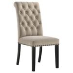 ALANA VELVET UPHOLSTERED DINING SIDE CHAIR SAND (SET OF 2) - Image 3