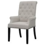 ALANA VELVET UPHOLSTERED DINING ARM CHAIR SAND - Image 4