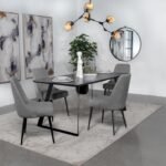 SMITH 5-PIECE RECTANGULAR CERAMIC TOP DINING TABLE SET BLACK