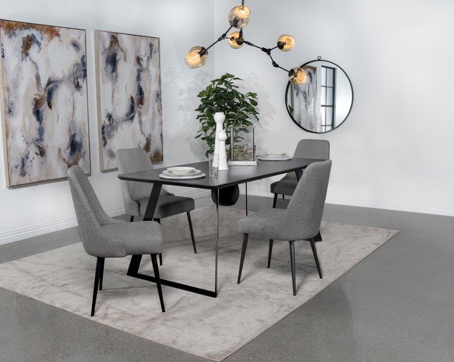 115231-S5_01x900.jpg SMITH 5-PIECE RECTANGULAR CERAMIC TOP DINING TABLE SET BLACK - Image 1
