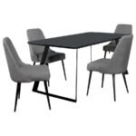 SMITH 5-PIECE RECTANGULAR CERAMIC TOP DINING TABLE SET BLACK - Image 2