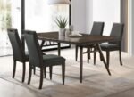 WES 5-PIECE RECTANGULAR DINING TABLE SET DARK WALNUT