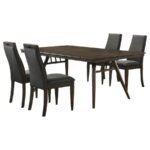 WES 5-PIECE RECTANGULAR DINING TABLE SET DARK WALNUT - Image 2