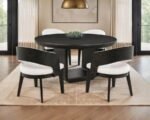 LEANDRO 5-PIECE ROUND DINING TABLE SET BURNISHED BLACK