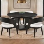 LEANDRO 5-PIECE ROUND DINING TABLE SET BURNISHED BLACK