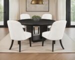 LEANDRO 5-PIECE ROUND DINING TABLE SET BURNISHED BLACK