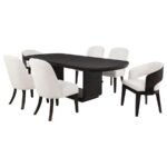 LEANDRO 7-PIECE RECTANGULAR DINING TABLE SET BURNISHED BLACK - Image 2