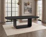 LEANDRO 78-INCH EXTENSION DINING ROOM TABLE BURNISHED BLACK - Image 2