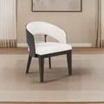 LEANDRO UPHOLSTERED DINING ARM CHAIR CREAM (SET OF 2) - Image 2