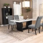 SHERRY 5-PIECE RECTANGULAR MARBLE TOP DINING TABLE SET GREY