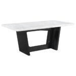 SHERRY 7-PIECE RECTANGULAR MARBLE TOP DINING TABLE SET GREY - Image 3