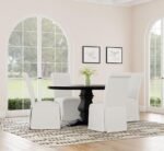 FLORENCE ROUND 60-INCH PEDESTAL BASE DINING TABLE BLACK - Image 8