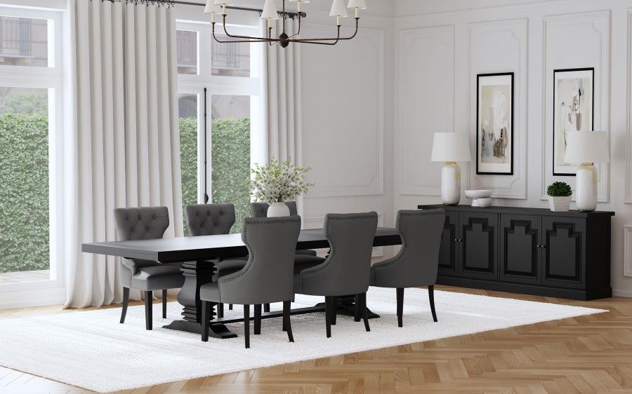 115531-S7G_01x900.jpg FLORENCE 7-PIECE 126-INCH EXTENSION DINING TABLE SET GREY - Image 1