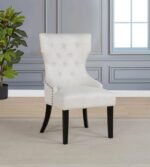 BANEY FABRIC UPHOLSTERED DINING SIDE CHAIR BEIGE AND BLACK - Image 2
