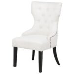 BANEY FABRIC UPHOLSTERED DINING SIDE CHAIR BEIGE AND BLACK - Image 4