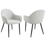 EMMA FABRIC UPHOLSTERED DINING ARM CHAIR FOG GREY (SET OF 2)