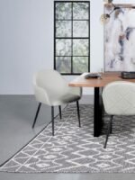 EMMA FABRIC UPHOLSTERED DINING ARM CHAIR FOG GREY (SET OF 2) - Image 2