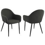 EMMA FABRIC UPHOLSTERED DINING ARM CHAIR CHARCOAL (SET OF 2)
