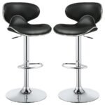 EDENTON UPHOLSTERED ADJUSTABLE BAR STOOL BLACK (SET OF 2)